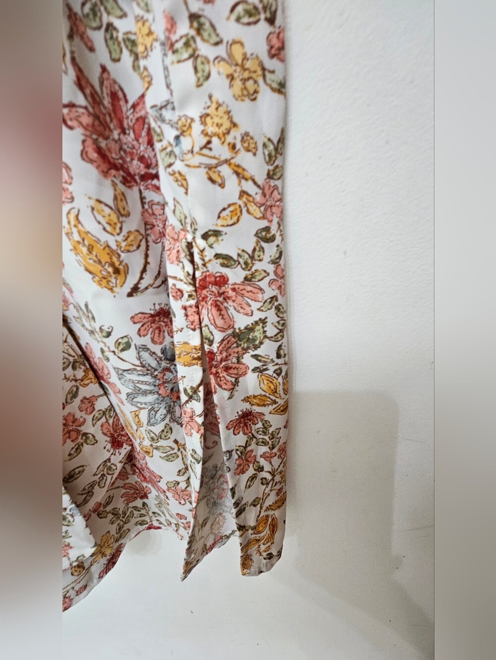 Lucky Brand Floral Tie-Waist Shirt Dress in Cream and Pink - Picture 9 of 12